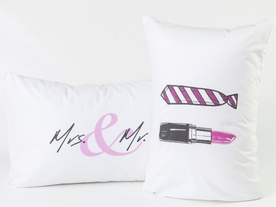 Borea Ζεύγος Μαξιλαροθήκες Tie&Lipstick (2) 50 x 70 cm Λευκό