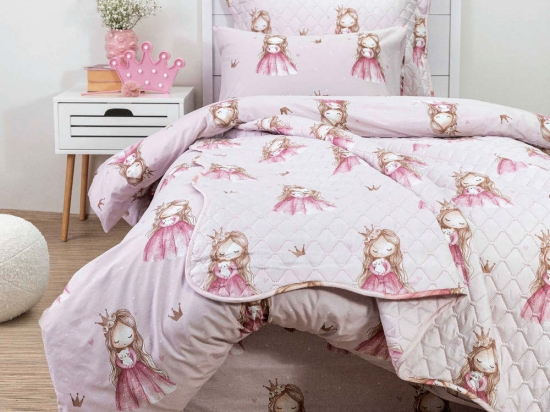 Borea Σεντόνια Σετ Little Queen Moνό (2) 160 x 250 cm + 50 x 70 cm Ροζ
