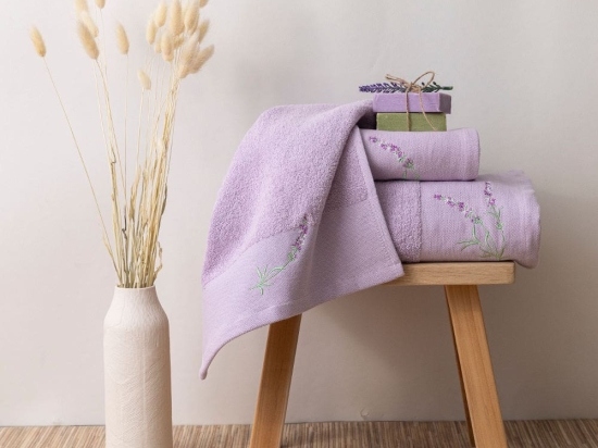 Borea Πετσέτες Σετ 3ΤΜΧ Lavender 70 x 140 / 50 x 90 / 30 x 50 cm Λιλά