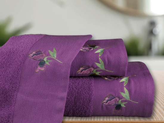 Borea Πετσέτες Σετ 3ΤΜΧ Sweet Pea 70 x 140 / 50 x 90 / 30 x 50 cm 'Ωχρα