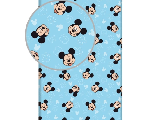 Borea Σεντόνι Βαμβακερό Mickey Μονό Με Λάστιχο 90 x 200 cm + 25 cm Σιέλ
