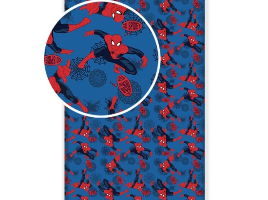 Borea Σεντόνι Βαμβακερό Spiderman Μονό Με Λάστιχο 90 x 200 cm + 25 cm Μπλε