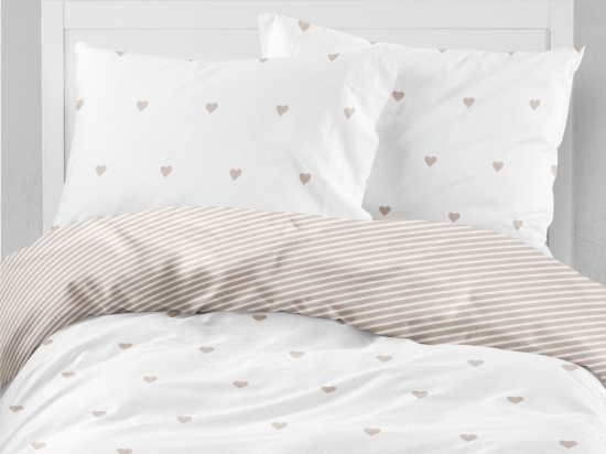 Borea Σεντόνι Mix & Match Hearts Διπλό 220 x 240 cm Μπεζ
