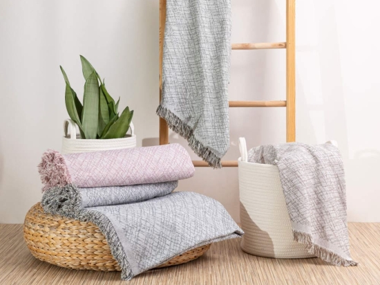 Borea Ριχτάρι Βαμβακερό Διθέσιο Rhombus 180 x 250 cm Λαδί
