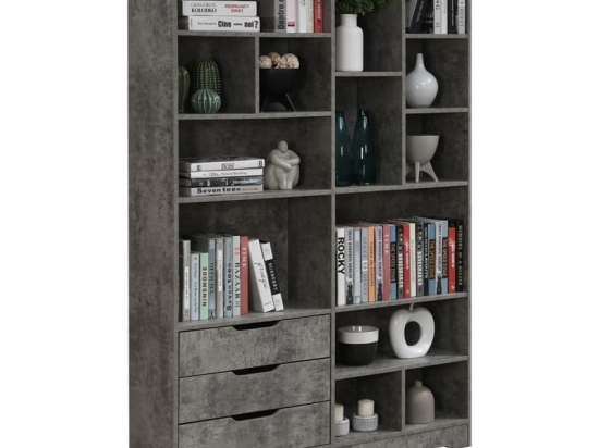 Βιβλιοθήκη Lucinda pakoworld γκρι oak 120x29.8x180.5εκ