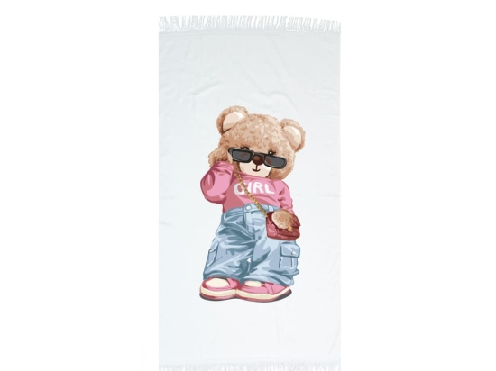 Borea Πετσέτα Παρεό Teddy Girl 90 x 160 cm Εκρού