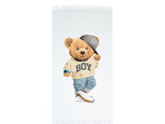 Borea Πετσέτα Παρεό Teddy Boy 90 x 160 cm Εκρού
