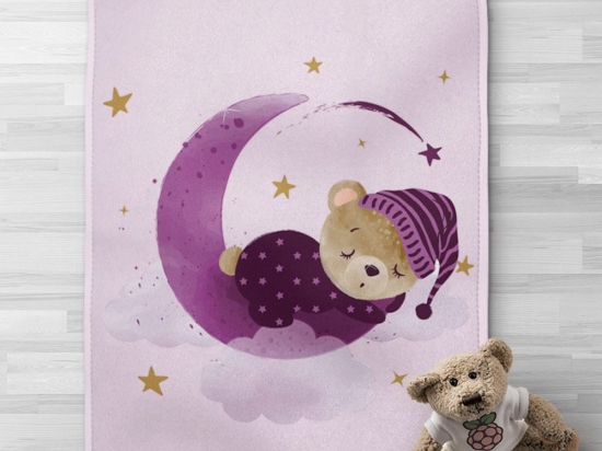 Borea Κουβέρτα Κούνιας Sleeping Bear Μωβ 100 x 140 cm Μωβ