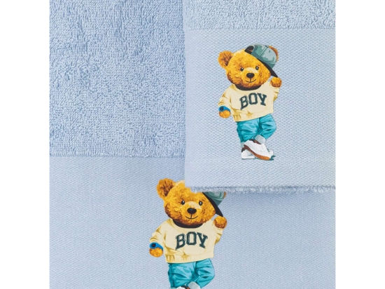 Borea Πετσέτες Σετ 2ΤΜΧ Teddy Boy 70 x 120 / 30 x 50 cm Σιέλ
