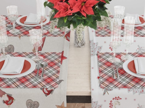 Borea Τραπεζομάντηλο Χριστουγεννιάτικο Tartan 140 x 220 cm Κόκκινο