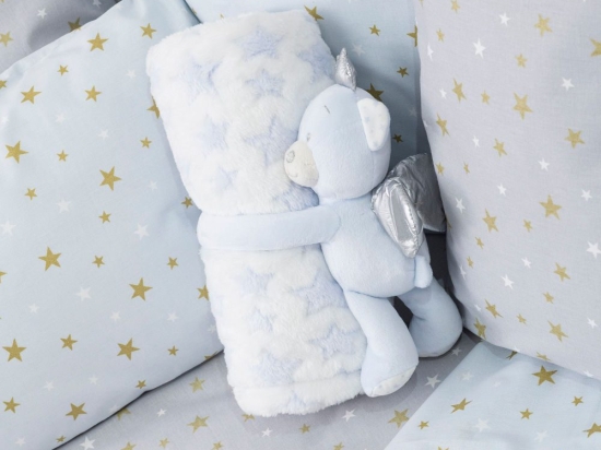 Borea Κουβέρτα Αγκαλιάς Σετ Κουκλάκι Angel Bear Γαλάζιο 75 x 100 cm Γαλάζιο