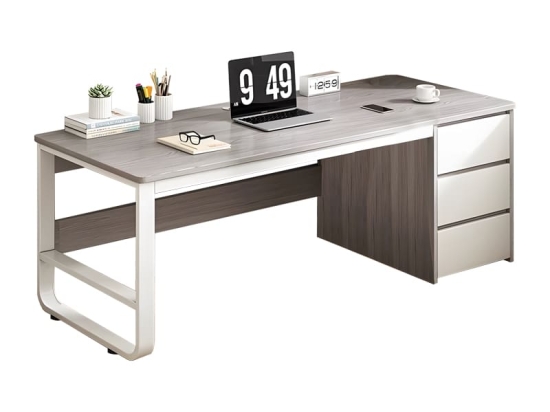 Γραφείο Salto pakoworld με συρταριέρα-MDF γκρι-λευκό 120x48x74εκ