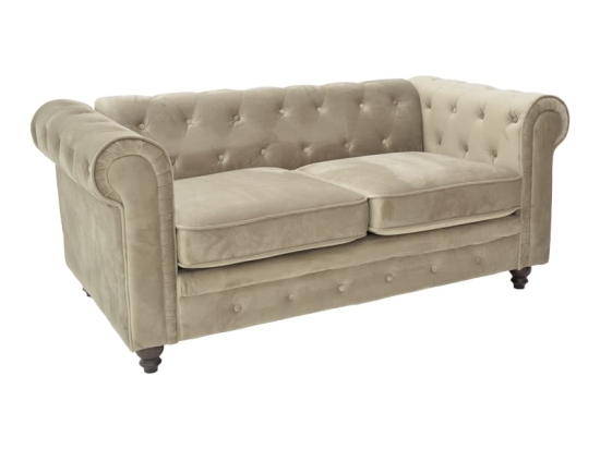 Kαναπές διθέσιος Incredible pakoworld τύπου Chesterfield βελούδο μπεζ 160x84x67εκ