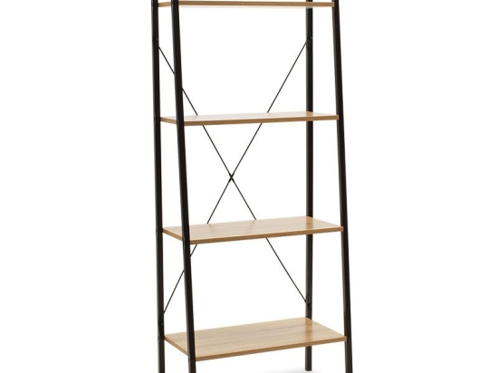 Βιβλιοθήκη- Ραφιέρα Ramon pakoworld φυσικό-μαύρο 60x23x145,5εκ
