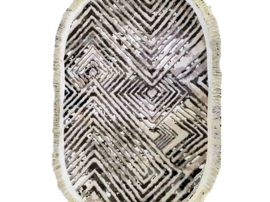 Eco-Carpet Μοντέρνο Χαλάκι Οβάλ με Κρόσια 60x100 - Iris Μπεζ