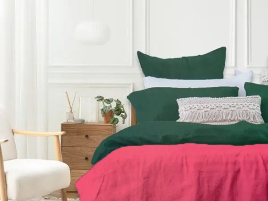 Ariete Casa Σετ Παπλωματοθήκη Βαμβακοσατέν 250 TC King Size 240×260 – Lux Home Κυπαρισσί/Magenta/Φούξια