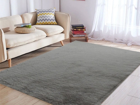 Bonsai Home Σετ Χαλιά Κρεβατοκάμαρας Γούνινα 3Τμχ XL - Rabbit Fur Γκρι Ανοιχτό