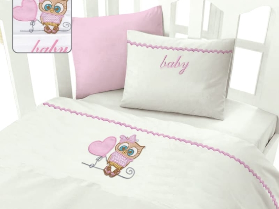 Bonsai Home Κουβέρτα Πικέ Βρεφική Βαμβακερή 130x160 - Owl Pink
