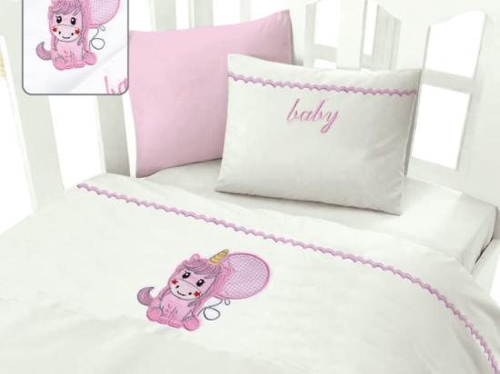 Bonsai Home Κουβέρτα Πικέ Βρεφική Βαμβακερή 130x160 - Unicorn Pink