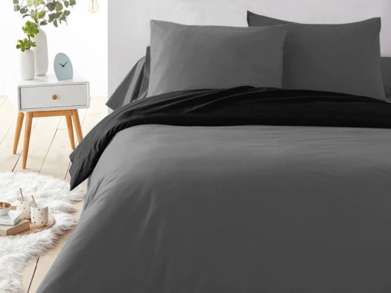 Ariete Casa Σετ Σεντόνια Βαμβακερά Πεννιέ King Size 240×260 Γκρι / Μαύρο