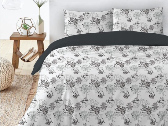 Ariete Casa Σετ Σεντόνια Βαμβακερά Πεννιέ King Size 240×260 - Floral Λευκό / Μαύρο