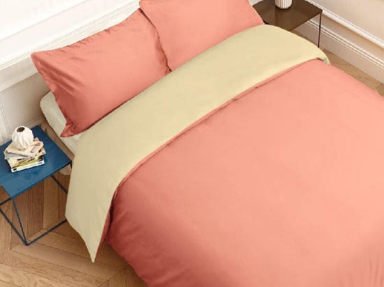 Ariete Casa Σετ Σεντόνια Βαμβακοσατέν 250 TC Υπέρδιπλα 220x240 Oxford Satin Σομόν/Μπεζ