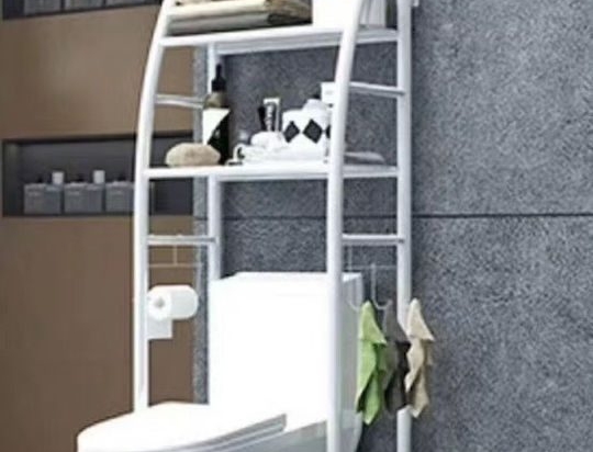 DreamHouse Επιδαπέδια Ραφιέρα Τουαλέτας Μεταλλική με 3 Ράφια Λευκή 47x25x166