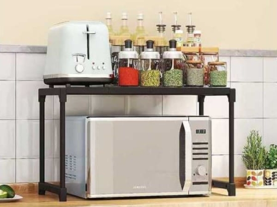 DreamHouse Ραφιέρα Πάγκου PL Οργάνωσης Microwave Μαύρο 57,5x26x31