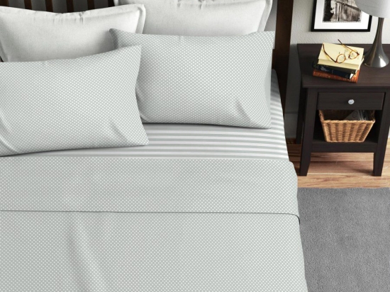 Ariete Casa Σετ Σεντόνια Υπέρδιπλο 220×240 - Ριγέ/Πουά Γκρι