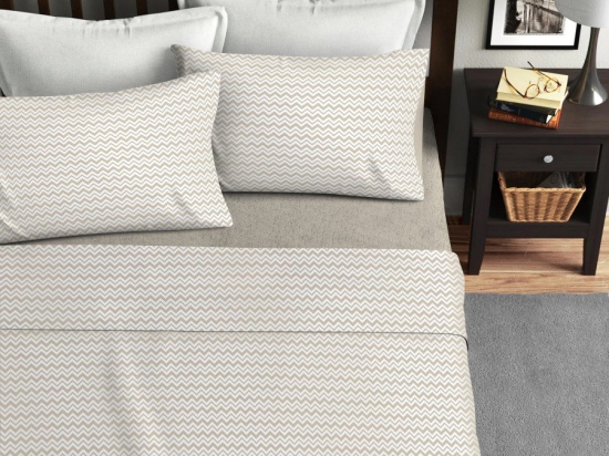 Ariete Casa Σετ Σεντόνια Μονά 160×240 - Zig Zag Μπεζ