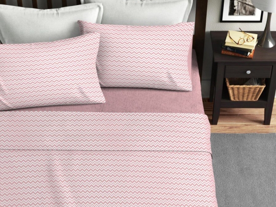 Ariete Casa Σετ Σεντόνια Μονά 160×240 - Zig Zag Ροζ