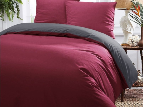 Isadore Lorraine Σετ Παπλωματοθήκη Βαμβακερή Πεννιέ King Size 240x260 Γκρι / Μπορντό