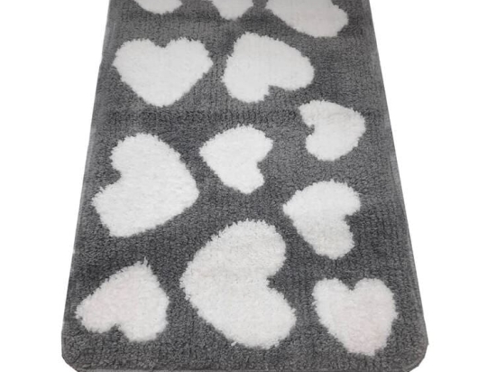 Amo la Casa Πατάκι Μπάνιου Σχ.Heart Bath 50Χ80 cm Γκρι