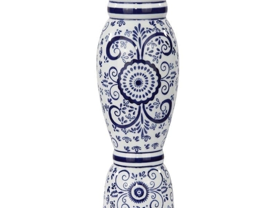 Κηροπήγιο Κεραμικό 11,99Χ11,99Χ30,51 cm Λευκό/Μπλέ