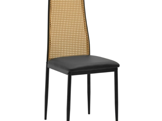Καρέκλα Lasmipe Inart μαύρο-φυσικό pu-rattan 40x49x96εκ