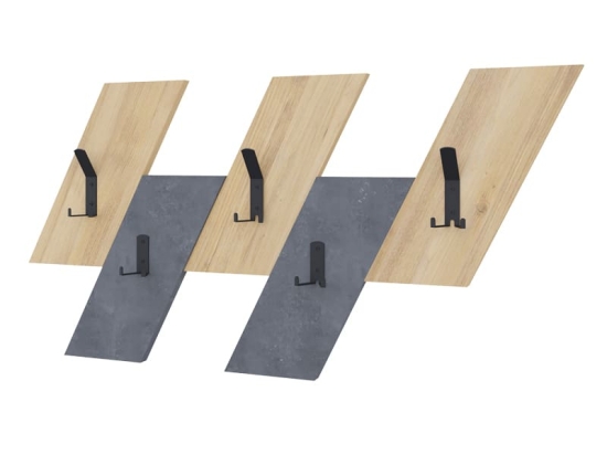 Κρεμάστρα τοίχου Livy pakoworld oak-γκρι μελαμίνης 75.2x1.8x45.3εκ