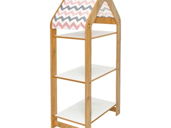 Ραφιέρα Montessori Zoilen I pakoworld λευκό-φυσικό-ροζ mdf 50x30x100εκ