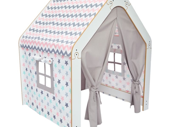 Παιδικό σπίτι Montessori Hosnele pakoworld λευκό-ροζ mdf 95x90x114εκ