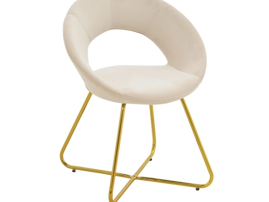 Καρέκλα Valentina pakoworld μπεζ βελούδο-χρυσό πόδι 65x60x82εκ