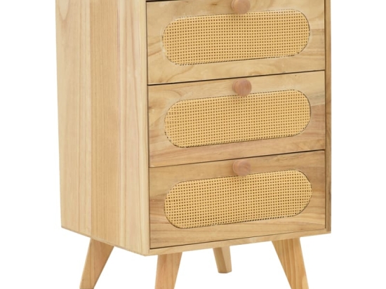 Κομοδίνο Finian pakoworld ξύλο σε φυσική απόχρωση 40x35x59.5εκ