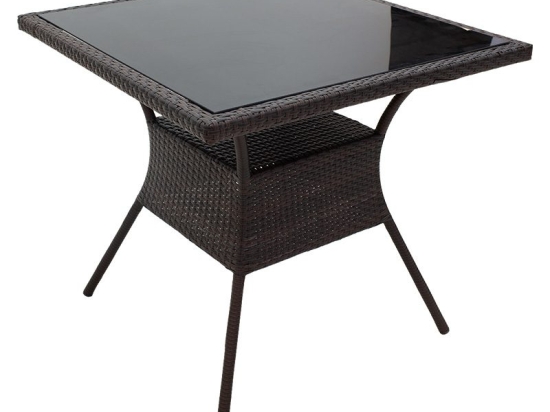 Τραπέζι Laura pakoworld μέταλλο-pe rattan καφέ 80x80x75εκ