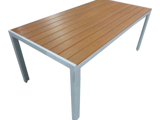 Τραπέζι Nares pakoworld αλουμίνιο λευκό-plywood φυσικό 180x90x72.5εκ