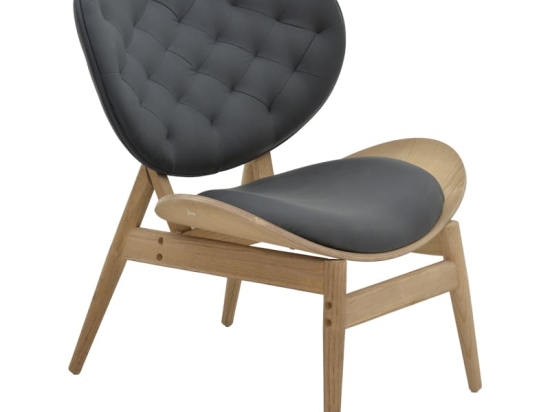 Πολυθρόνα relax Udalle pakoworld μασίφ ξύλο καρυδί-PU μάυρο 77x70x82εκ