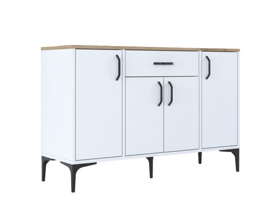 Μπουφές Ubron pakoworld λευκό-καρυδί μελαμίνης 120x40x78.6εκ