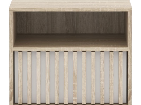 Κομοδίνο Bruse pakoworld oak-λευκό μελαμίνης 52x40.5x42.5εκ