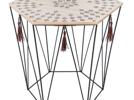 Τραπέζι σαλονιού Kumi pakoworld μωσαϊκό-μαύρο 39.5x38x44εκ