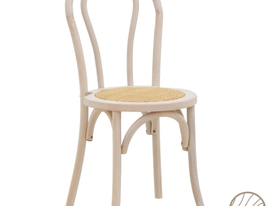 Καρέκλα στοιβαζόμενη Βιέννης Azhel pakoworld white wash ξύλο οξιάς-έδρα φυσικό rattan 41x50x89εκ