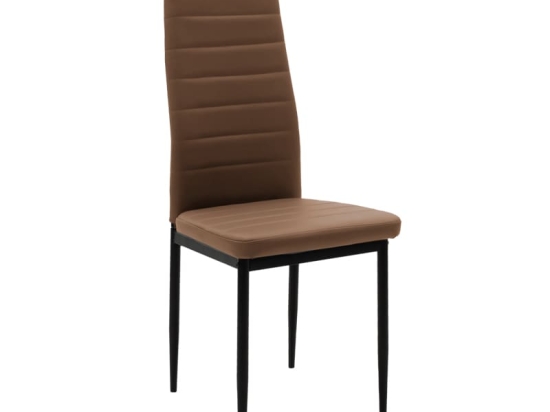 Καρέκλα Parker pakoworld PU cappuccino-μαύρο πόδι 42x48x98εκ Σετ 4 Τεμαχίων