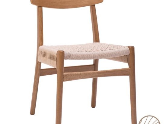 Καρέκλα Safal pakoworld oak δρυς ξύλο-έδρα εκρού σχοινί 51x50x78εκ