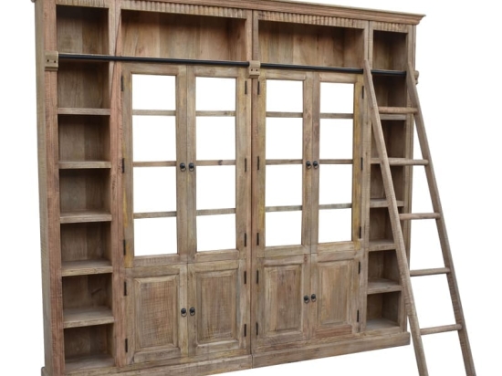 Βιβλιοθήκη Librardy Inart lime wash μασίφ mango ξύλο 247x35x220εκ